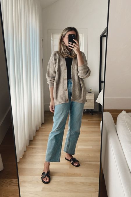 Jenni Kayne cardigan and mango jeans 