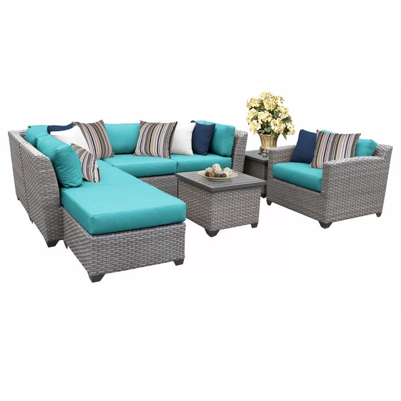 Merlyn 8 Piece Rattan Sectional Seating Group with Cushions | Wayfair North America
