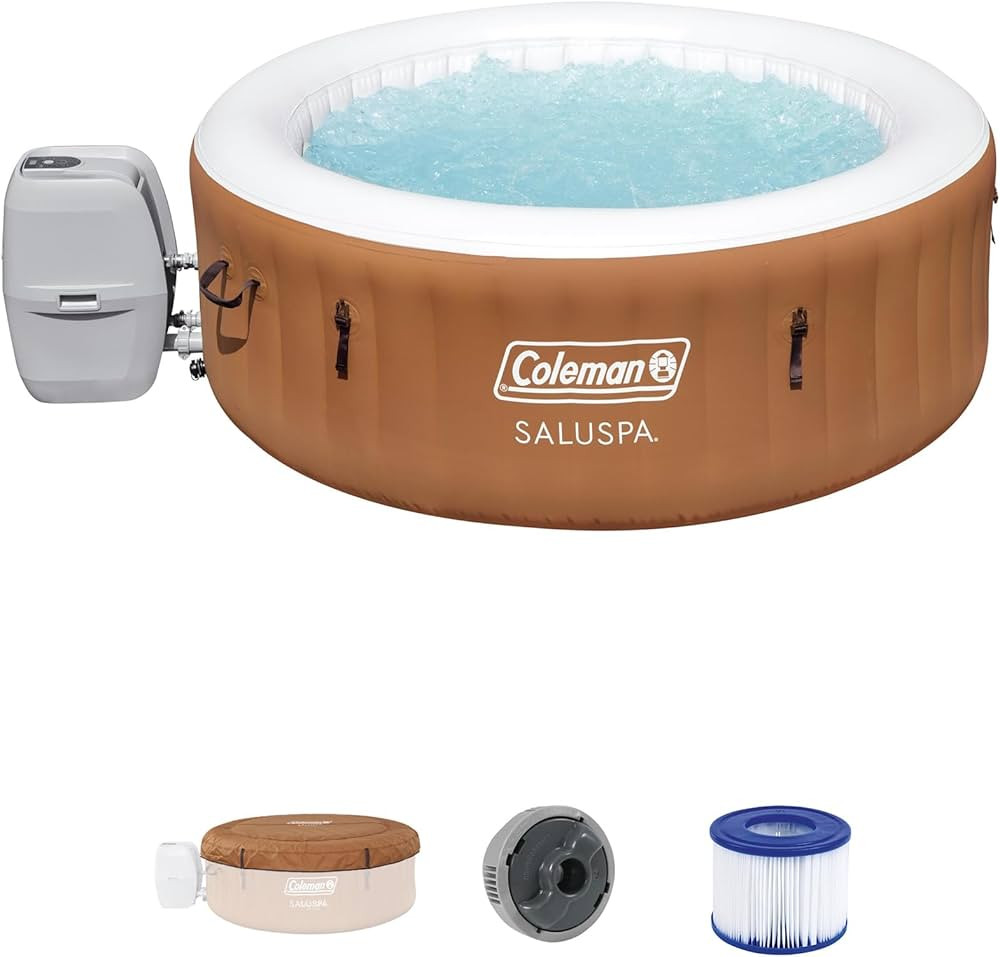 Coleman SaluSpa Ponderosa AirJet 2 to 4 Person Inflatable Hot Tub Round Portable Outdoor Spa with... | Amazon (US)