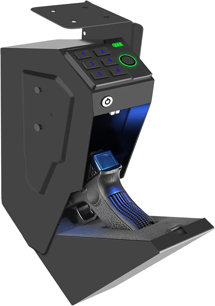 Biometric Mounted Handgun Gun Safe for Nightstand, Desk, Bed Side, Wall,Truck - Auto Open Hidden ... | Amazon (US)