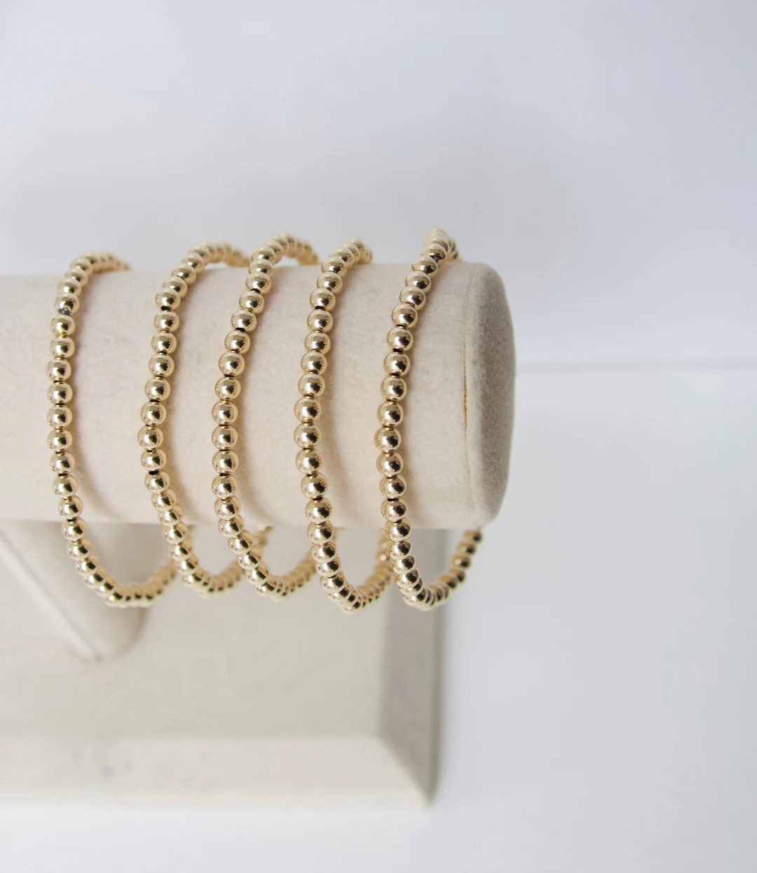 Gold Beaded Bracelet, 14K Goldfill Beads, Best Friend Gift, Elastic Stretch, Bracelet Stacking, W... | Etsy (US)