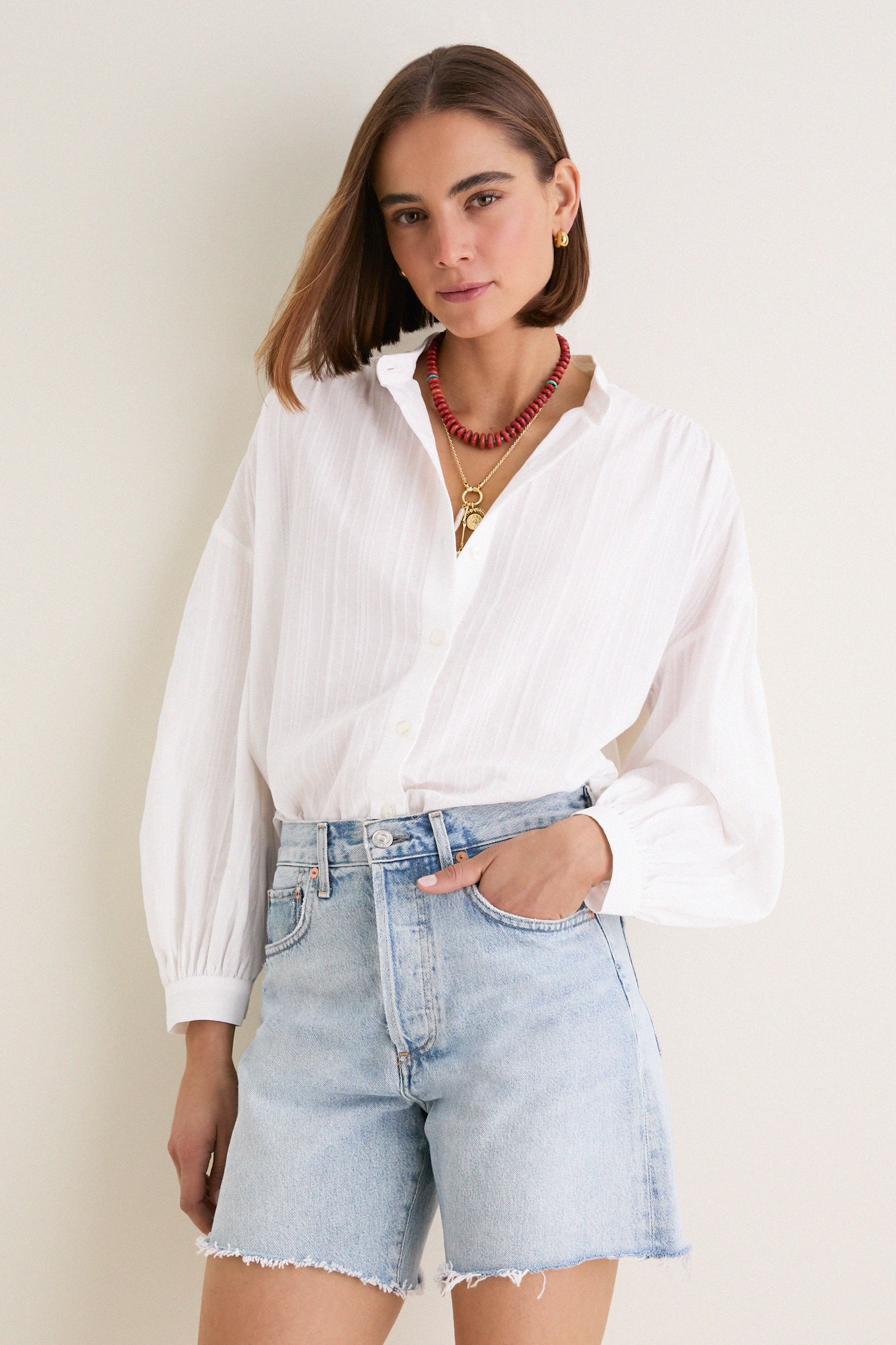 White Shadow Stripe Juliette Button Down | Tuckernuck (US)