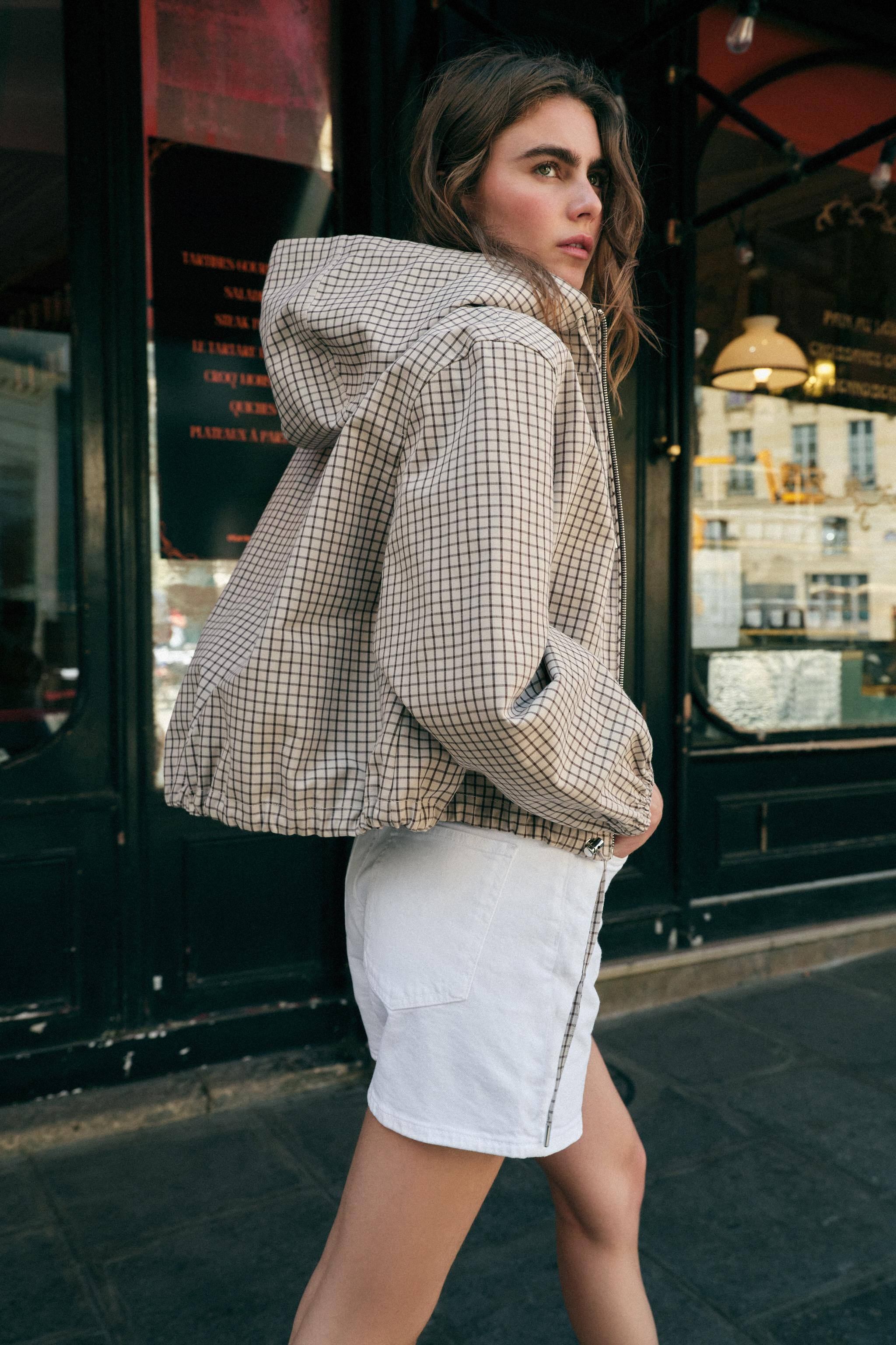 CHECKED HOODED JACKET | Zara UK