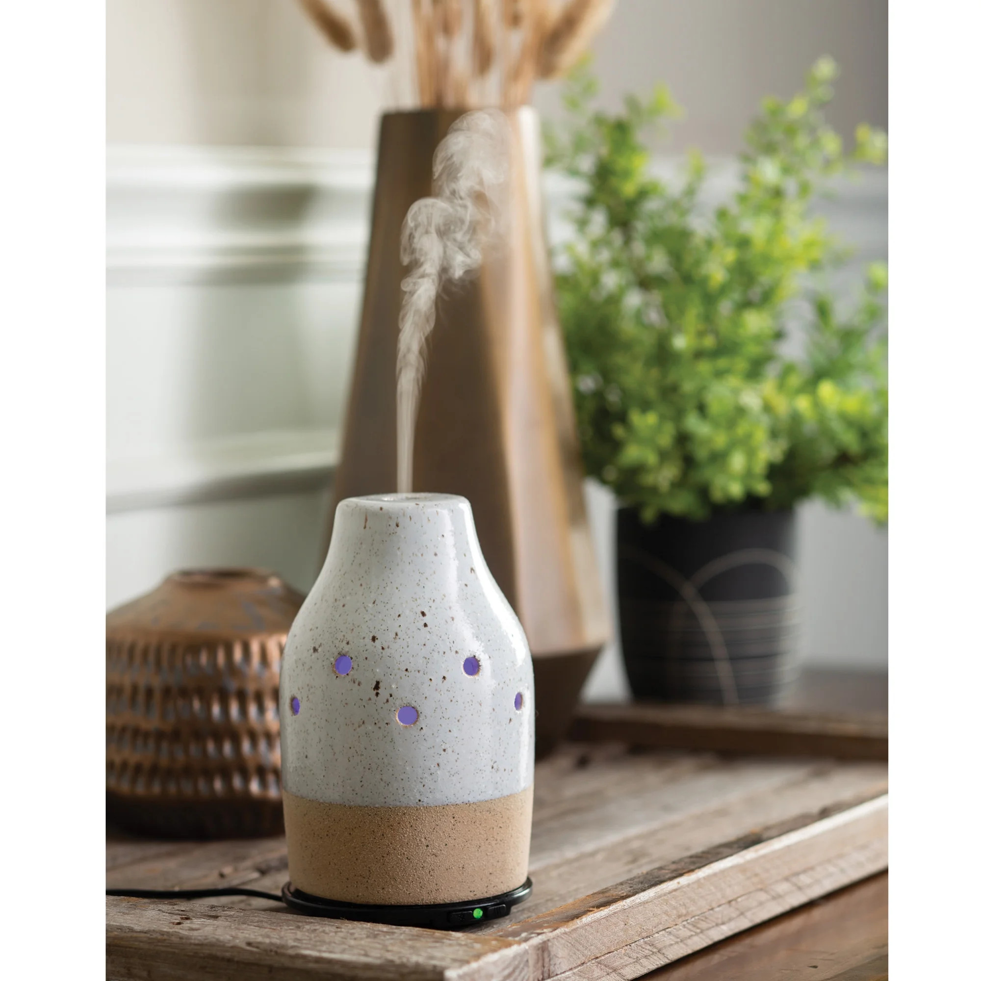 Airome Rustic White Medium Ceramic Essential Oil Diffuser, White - Walmart.com | Walmart (US)