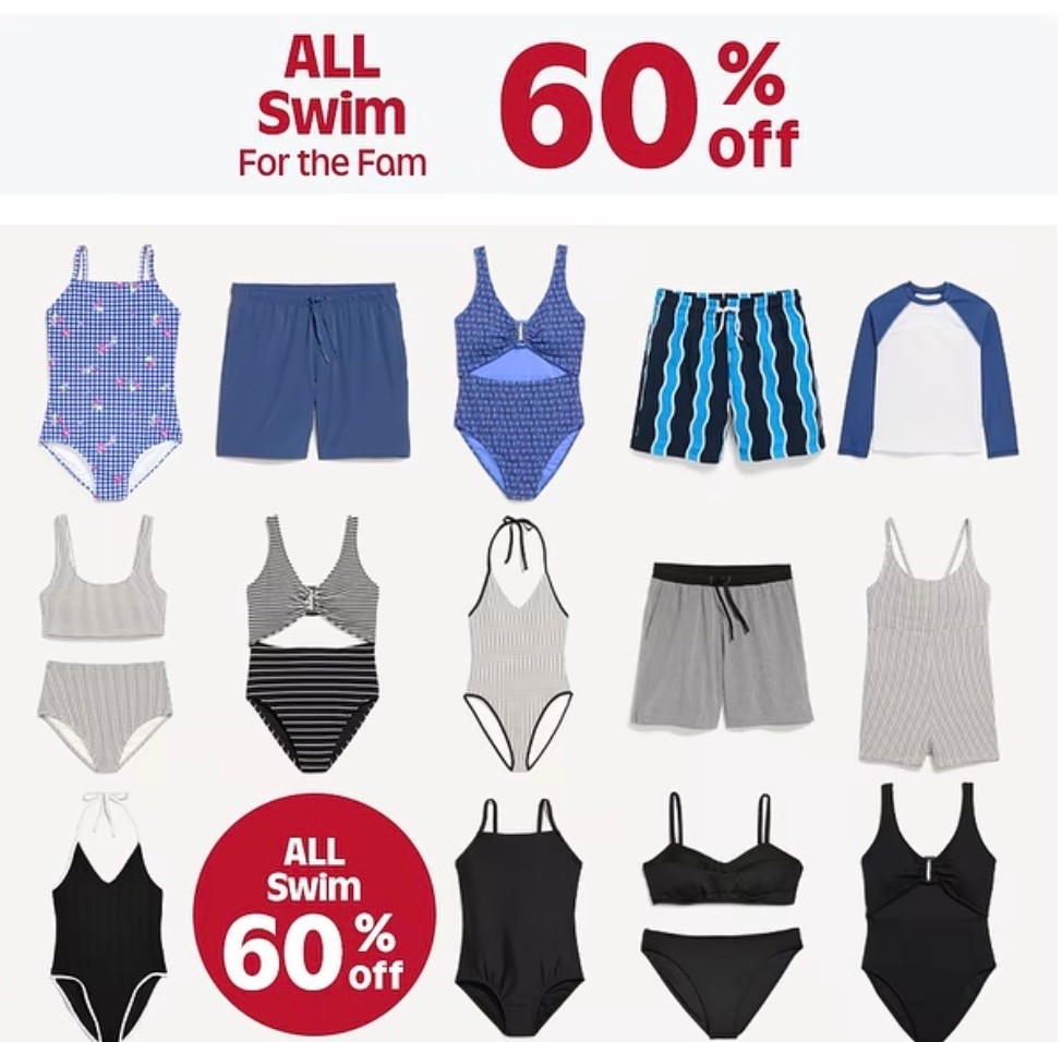 Old Navy has all Swimwear for the family on sale for 60% Off today!!! AMAZING sale that’s worth browsing - in addition to swimsuits, sun protection tops and bottoms are also available with UPF sun protection built in. Fantastic sale to check out with Summer ahead ☀️

#LTKSaleAlert #LTKSwim #LTKSeasonal