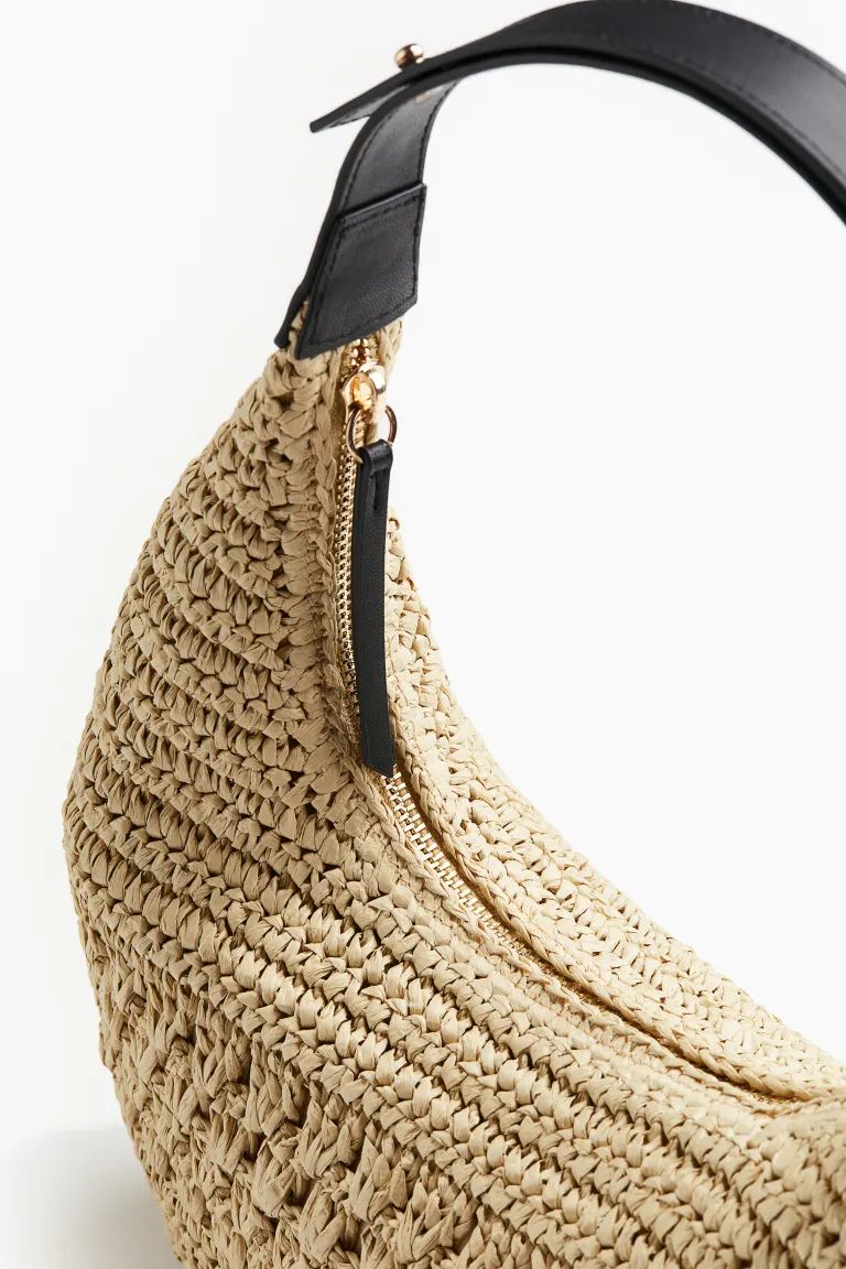 Straw Shoulder Bag - Light beige - Ladies | H&M US | H&M (US + CA)