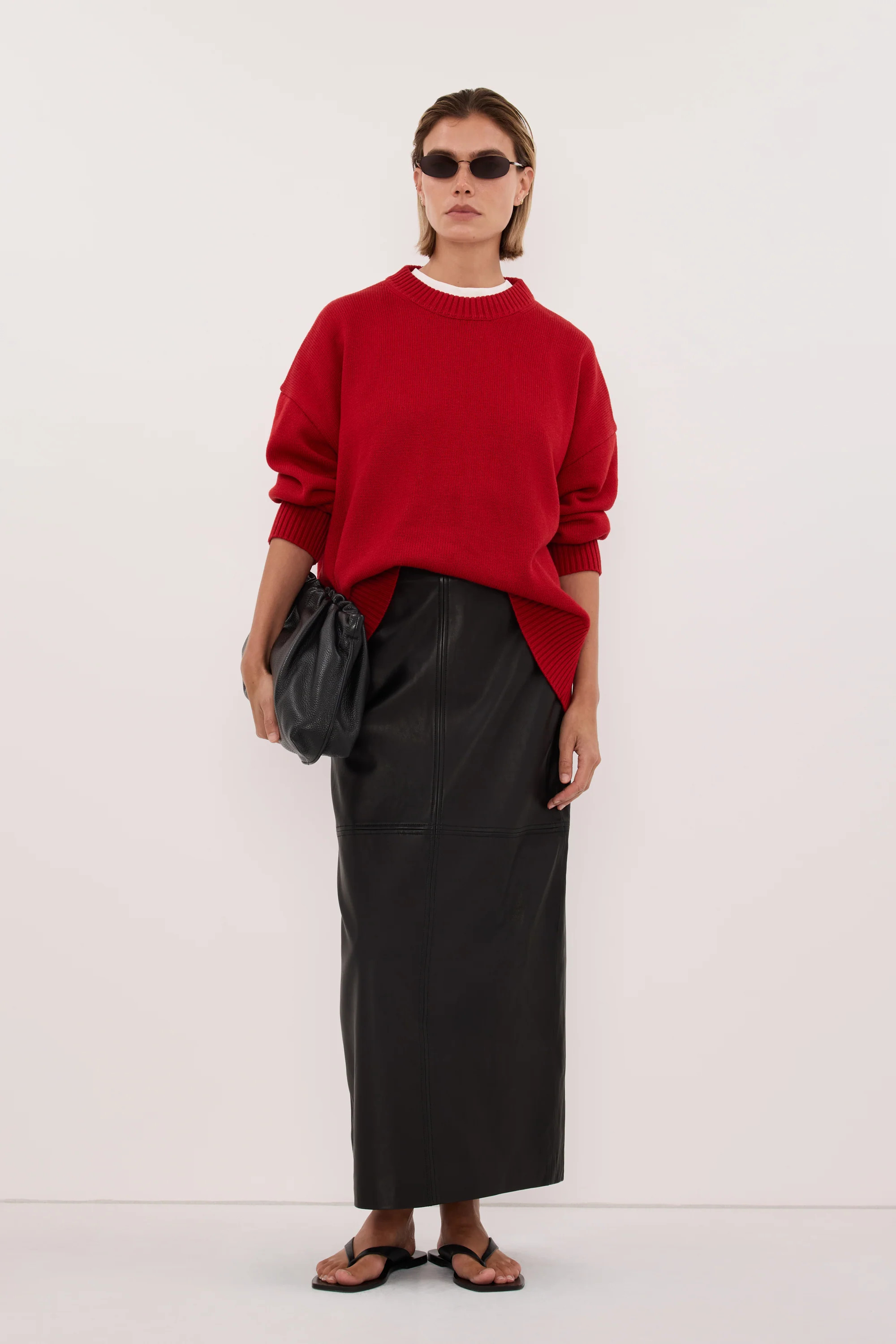 MILA BURNT RED CREW NECK JUMPER | DISSH