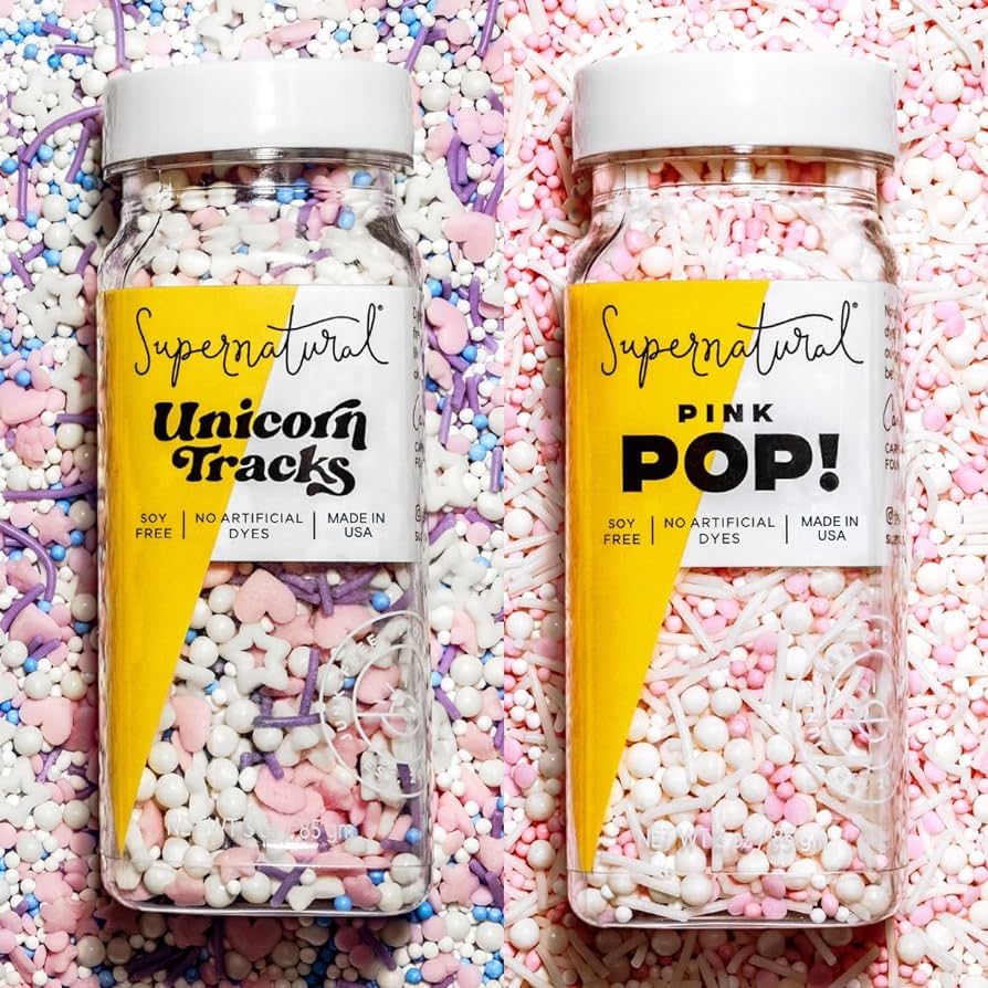 Unicorn Tracks & Pink Pop! Natural Confetti Sprinkle Set by Supernatural, No Artificial Dyes, Soy... | Amazon (US)