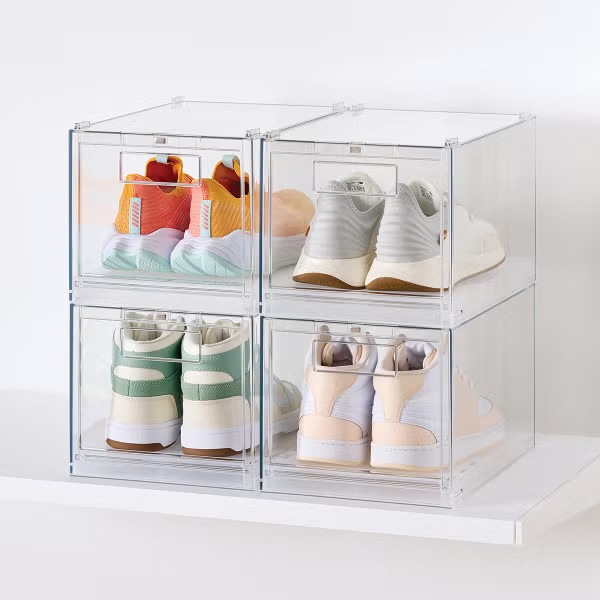 Everything Organizer Drop-Front Shoe Box Case of 4 | The Container Store