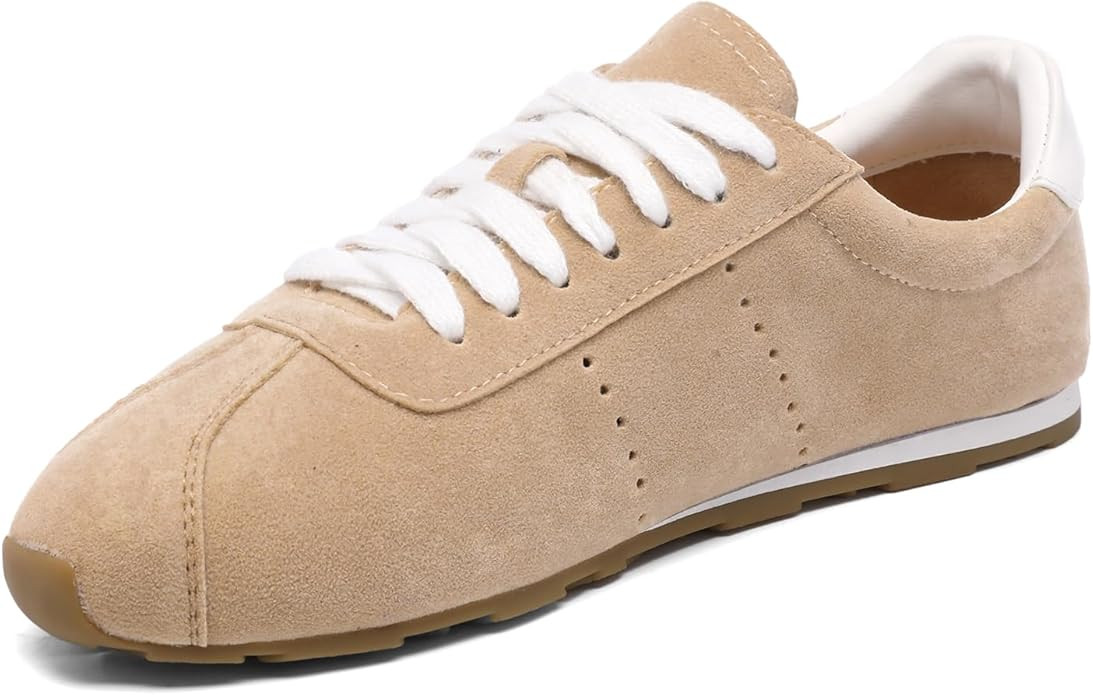 Suede Fashion Sneakers for Women Comfortable Almond Toe Non Slip Athletic Sneaker Casual Lace-Up ... | Amazon (US)