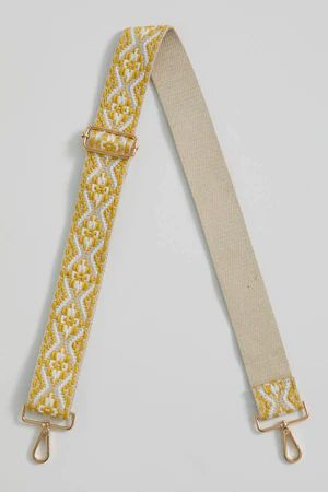 Yellow/White Embroidered Medallion Bag Strap | Social Threads
