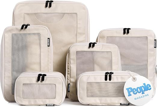 Compression Packing Cubes for Travel, 6-Pack, Beige | Amazon (US)