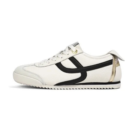 LUCKY STEP Retro Thin Sole Fashion Sneakers Casual Lightweight Walking Shoes,Beige/Black,Womens | Walmart (US)