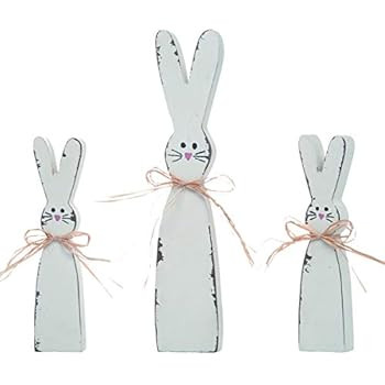 Holiday Designs Rustic Easter Bunny Wooden Figurine Decor Set of 3 - Tabletop Decoration or Cente... | Amazon (US)