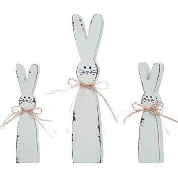 Holiday Designs Rustic Easter Bunny Wooden Figurine Decor Set of 3 - Tabletop Decoration or Cente... | Amazon (US)
