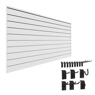 Proslat 48 in. H x 96 in. W PVC Slatwall Kit with Basic Bundle in White (15-Piece) 52202K - The H... | The Home Depot
