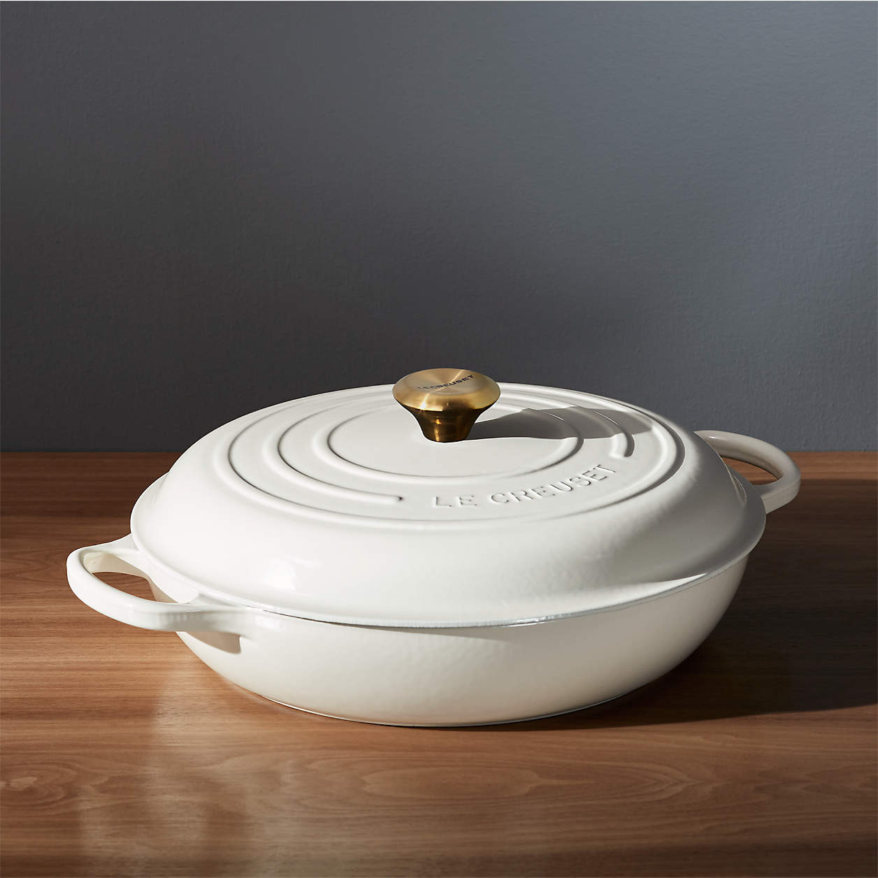 Le Creuset Signature 5-Qt. Cream Enameled Cast Iron Braiser Everyday Pan with Lid + Reviews | Cra... | Crate & Barrel