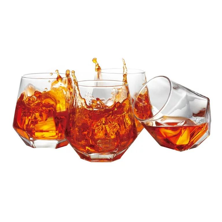 Old Fashioned Glasses, Set of 4 Cocktail Glasses with Thick Weighted Bottom and Unique Hexagonal ... | Walmart (US)