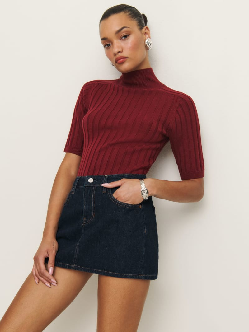 Hazel Denim Mini Skirt | Reformation (Global)