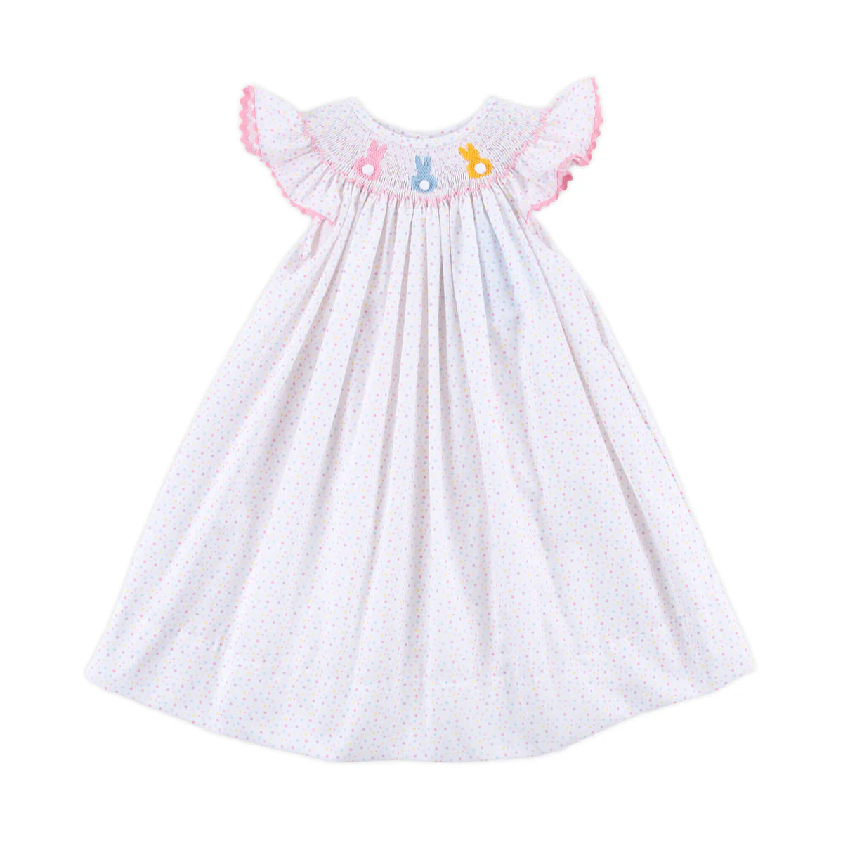 Rainbow Peeps Smocked Polka Dot Dress | Classic Whimsy