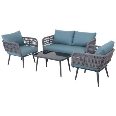 Northlight 4-Piece Caicos Outdoor Patio Conversation Set with Cushions | Target
