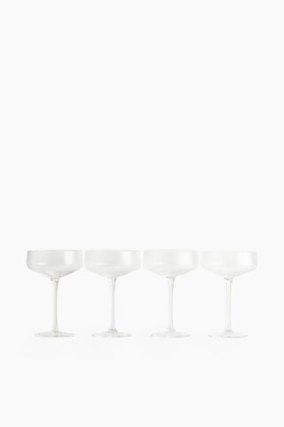 H & M - 4-Pack Fluted Coupe Glasses - White | H&M (US + CA)