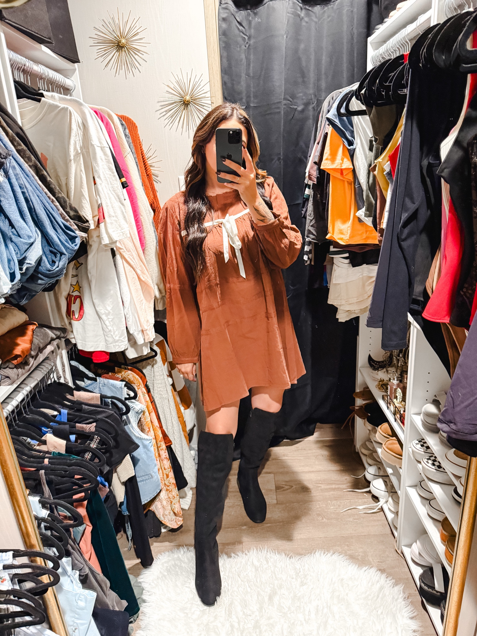 Thanksgiving outfit idea with this adorable Free People inspired dress! It’s giving little house on the prairie in the best way. I also love these knee high boots as they are wide calf friendly for sure! 

Sizing details:
•dress is a size M 
•shoes are a 8 

#LTKSeasonal #LTKHoliday #LTKMidsize