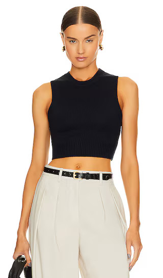 x Marianna Collegiate Cropped Knit Tank in Navy | Revolve Clothing (Global)
