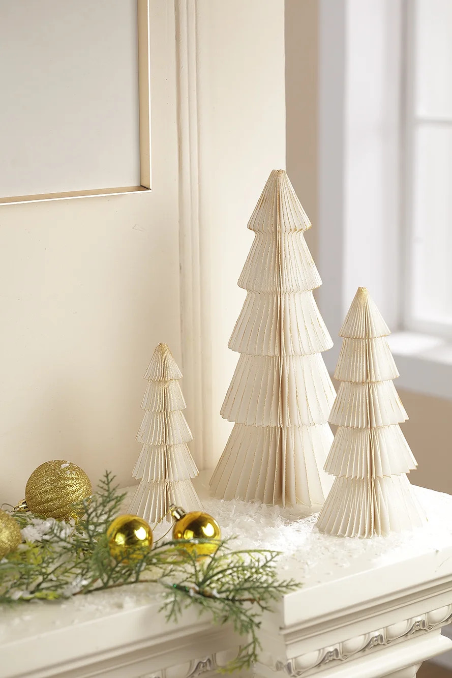 Paper Christmas Tree Tabletop Decorations, White, 3 Count, by Holiday Time - Walmart.com | Walmart (US)