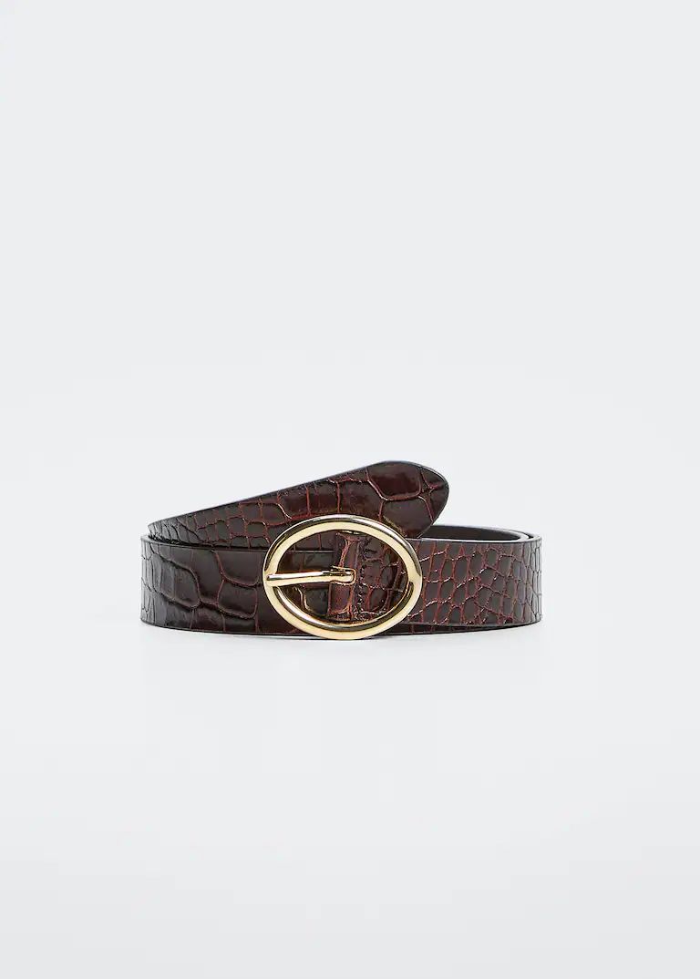 Croc-effect leather belt | MANGO (US)