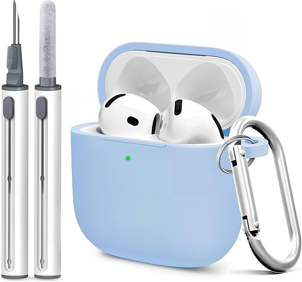 for Airpods 4th Case Cover, Come with Cleaner Kit,Soft Skin Silicone Case Cover with Keychain, Fu... | Amazon (US)