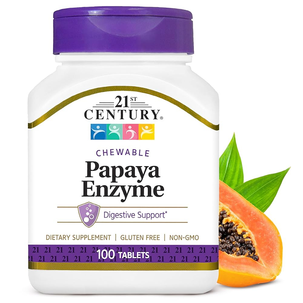 21st Century Papaya Enzyme Chewable (100 Count), Papaya & Pineapple Digestive Enzymes for Gut Hea... | Amazon (US)