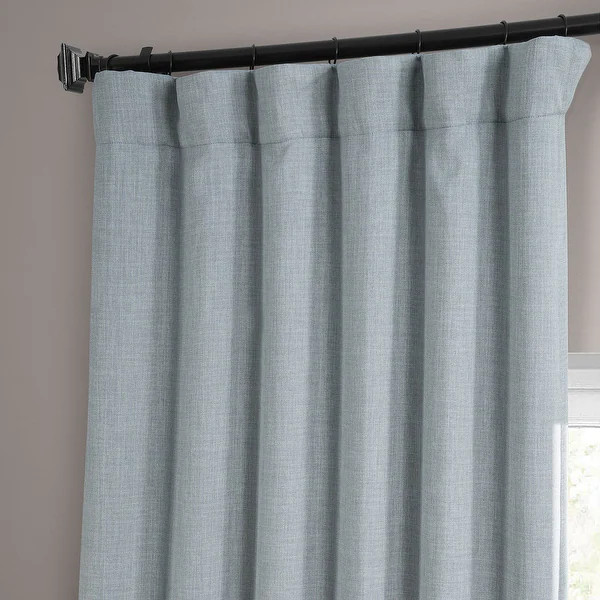 Exclusive Fabrics Faux Linen Room Darkening Curtain(1 Panel) - 50 X 96 - Heather Grey | Bed Bath & Beyond