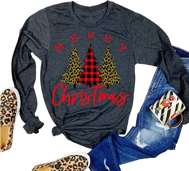 DORFALNE You Serious Clark Shirt Top Womens Christmas Long Sleeve Letter Print Cute Funny Basebal... | Amazon (US)