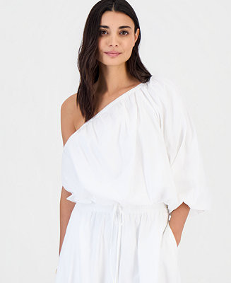 Petite Bubble One-Shoulder Blouse | Macy's