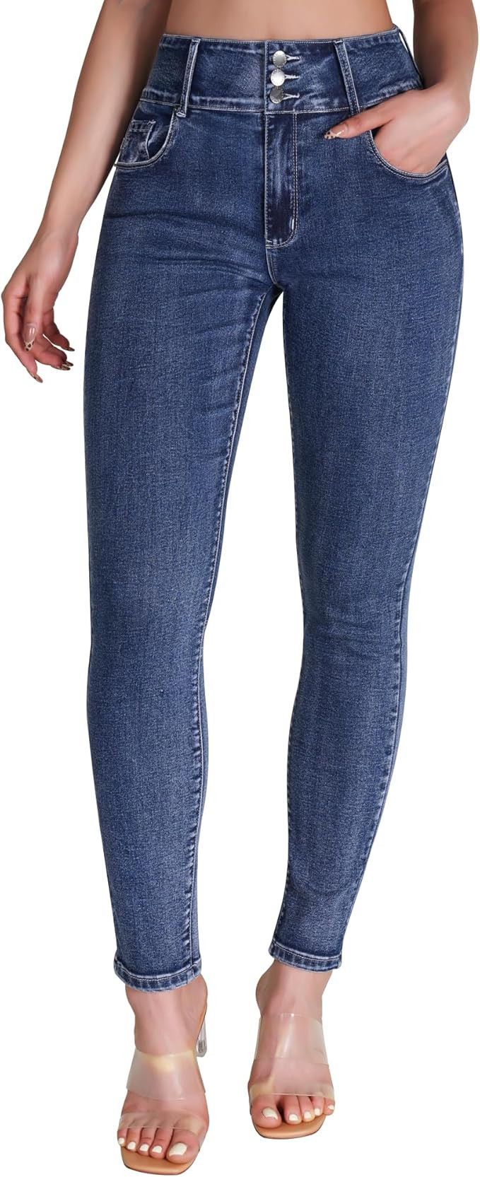 roswear Women’s High Waisted Stretchy Skinny Curvy Jeans Tummy Control Jeggings | Amazon (US)