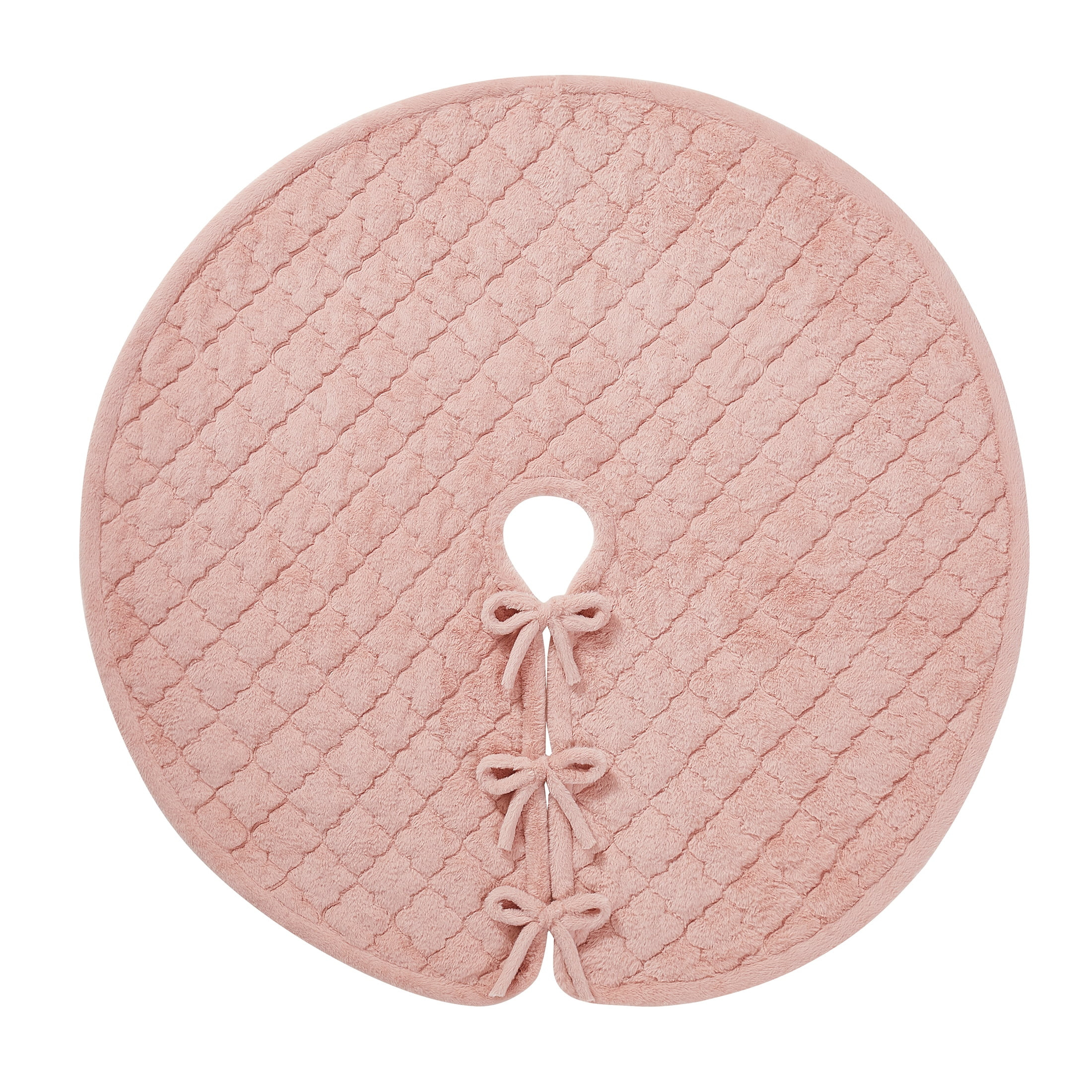 My Texas House Charlotte Blush Faux Rabbit Fur Christmas Tree Skirt, 52" | Walmart (US)