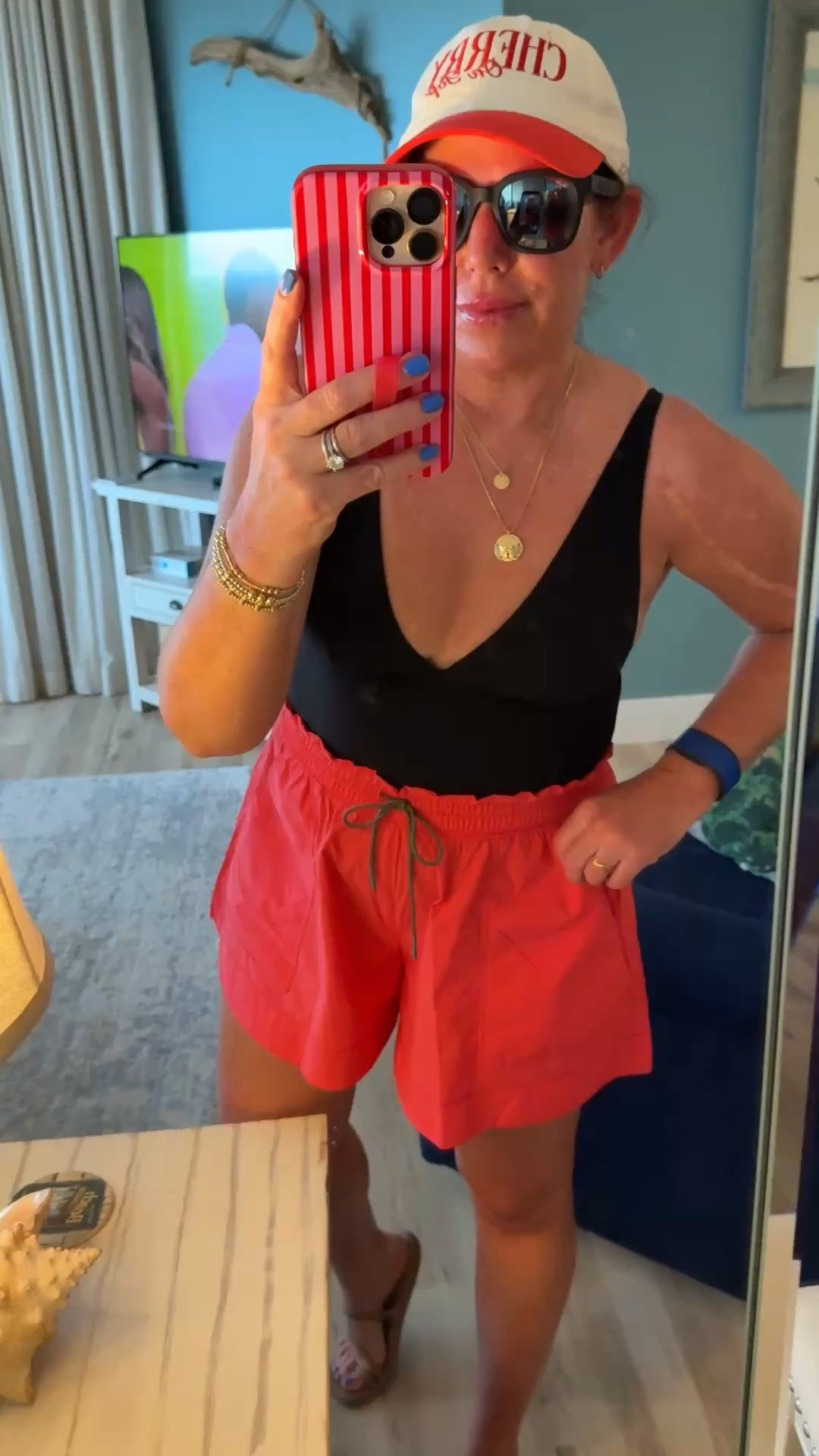 Today’s beach look!

Aries swimsuit- pretty good booty coverage. ribbed. low-cut &  perfect for those of us with small breasts-I’m wearing a medium ￼

These shorts are lightweight and flowy, and so dang comfy! I’m wearing a medium. You can wear them hiking or as a swim cover-up like me they come in several colors, but I love this grapefruit color.

#LTKOver40 #LTKSaleAlert #LTKSwim