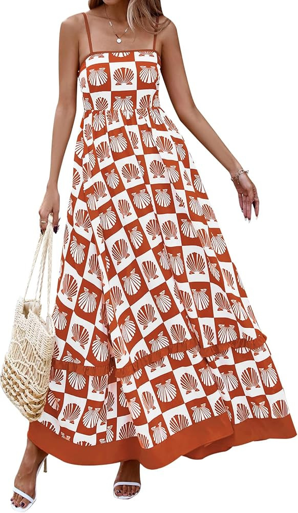 PRETTYGARDEN Summer Spaghetti Strap Dresses for Women 2025 Flowy Sundresses Casual Boho Sleeveles... | Amazon (US)