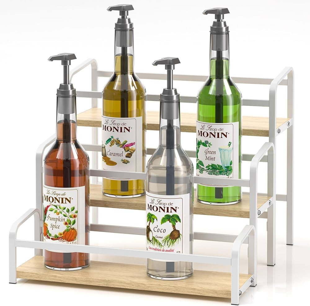 Coffee Syrup Organizer 3-Tier, 12 Bottles Capacity Syrup Rack for Coffee Bar Station, Wine Rack f... | Amazon (US)