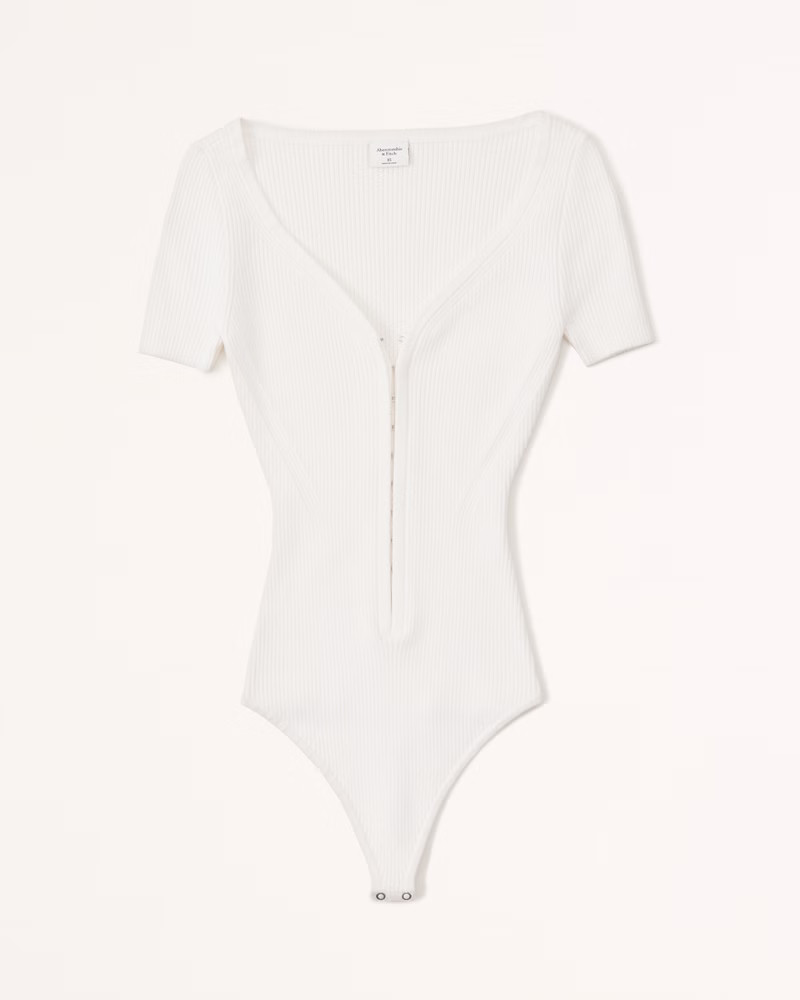Hook-and-Eye Short-Sleeve Sweater Bodysuit | Abercrombie & Fitch (US)