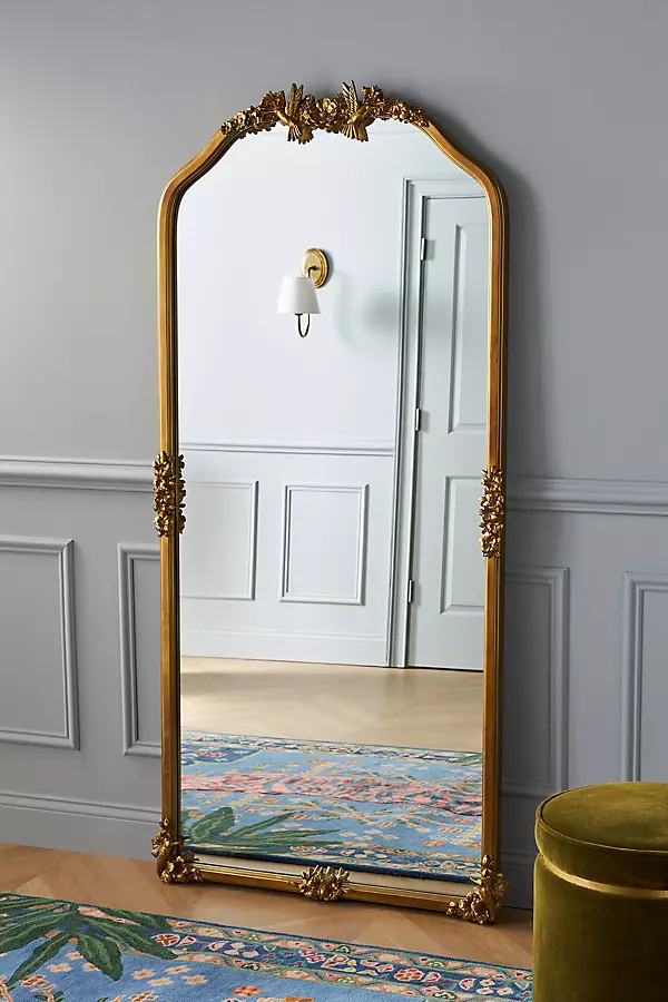 Luisa Hummingbird Gilded Flower Floor Mirror | Anthropologie (US)