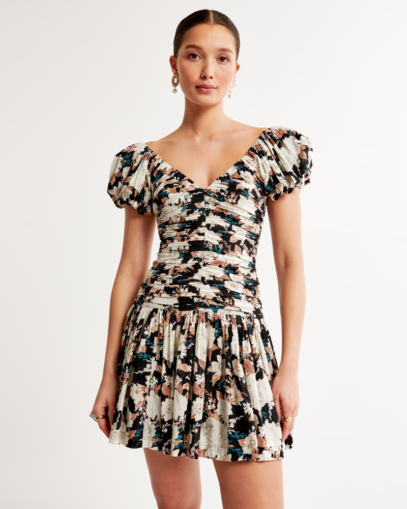 Drama Puff Sleeve Ruched Mini Dress | Abercrombie & Fitch (US)