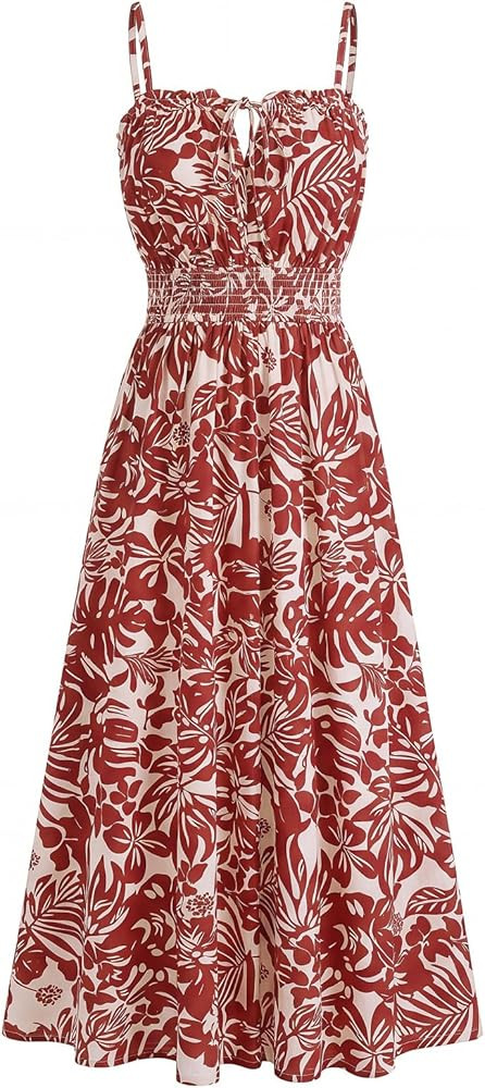 GRACE KARIN 2026 Women's Hawaiian Midi Sundress Summer Vacation Spaghetti Floral Clothes Boho Cas... | Amazon (US)