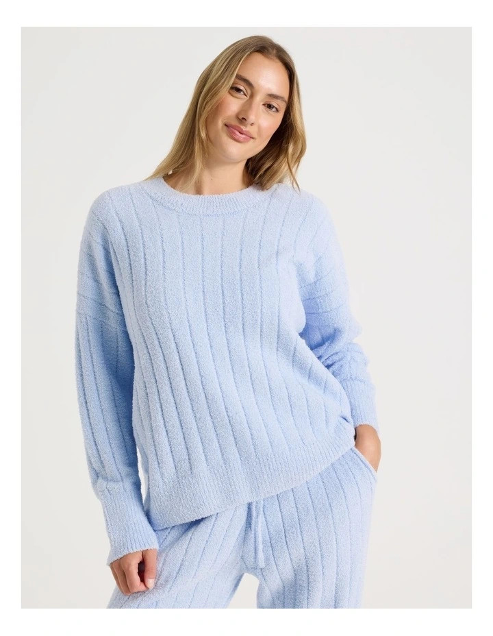 Chloe & LolaCosy Boucle Wide Rib Crew Long Sleeve Top in Soft Blue | Myer