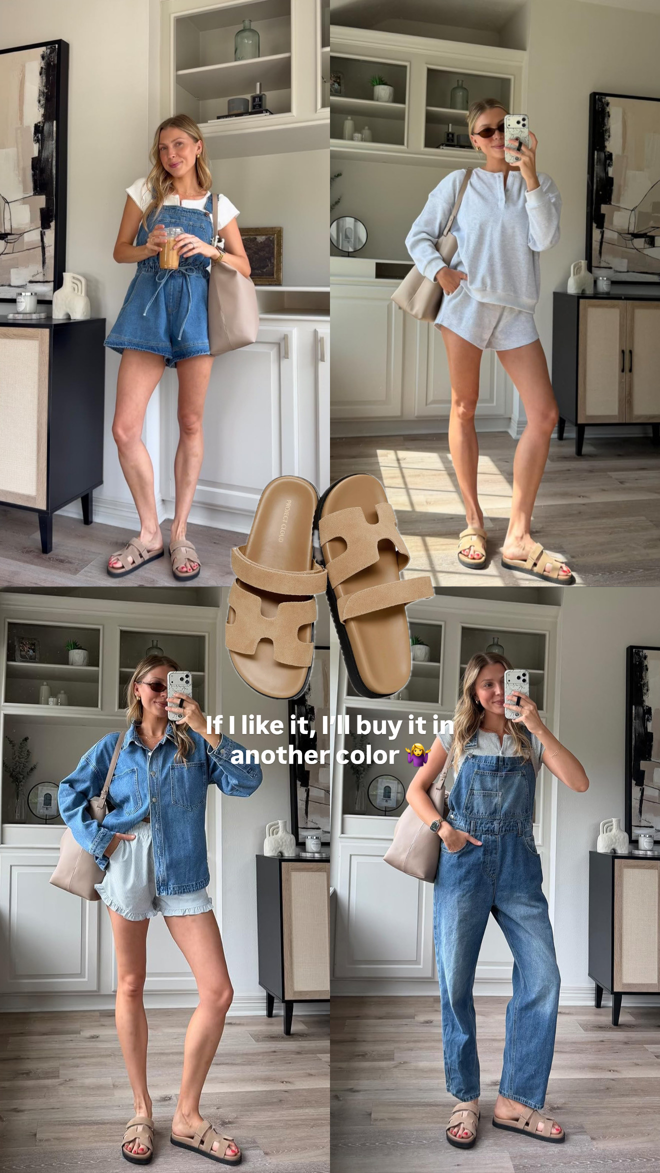 Loving these sandals! Also have the black and raffia options too! Wearing S in white and grey button up, S short overalls, M long overalls, M grey lounge set, M denim shirt, S boxer shorts 

 #LTKootd