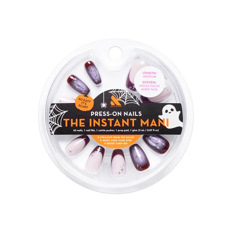 Olive & June Instant Mani Medium Coffin Press-On Nails, Hocus Pocus, 42 Pieces | Walmart (US)