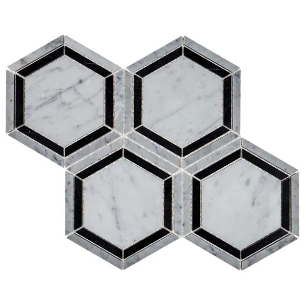Ackland Lattice Fog Geometric 11 in. x 13 in. Polished Marble Mosaic Floor and Wall Tile | Joss &... | Joss & Main