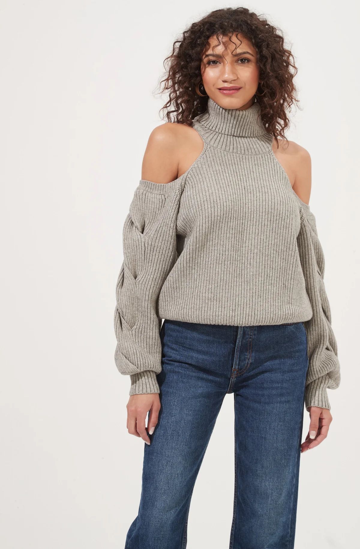 Rhoswen Cold Shoulder Cutout Turtleneck Sweater | ASTR The Label (US)