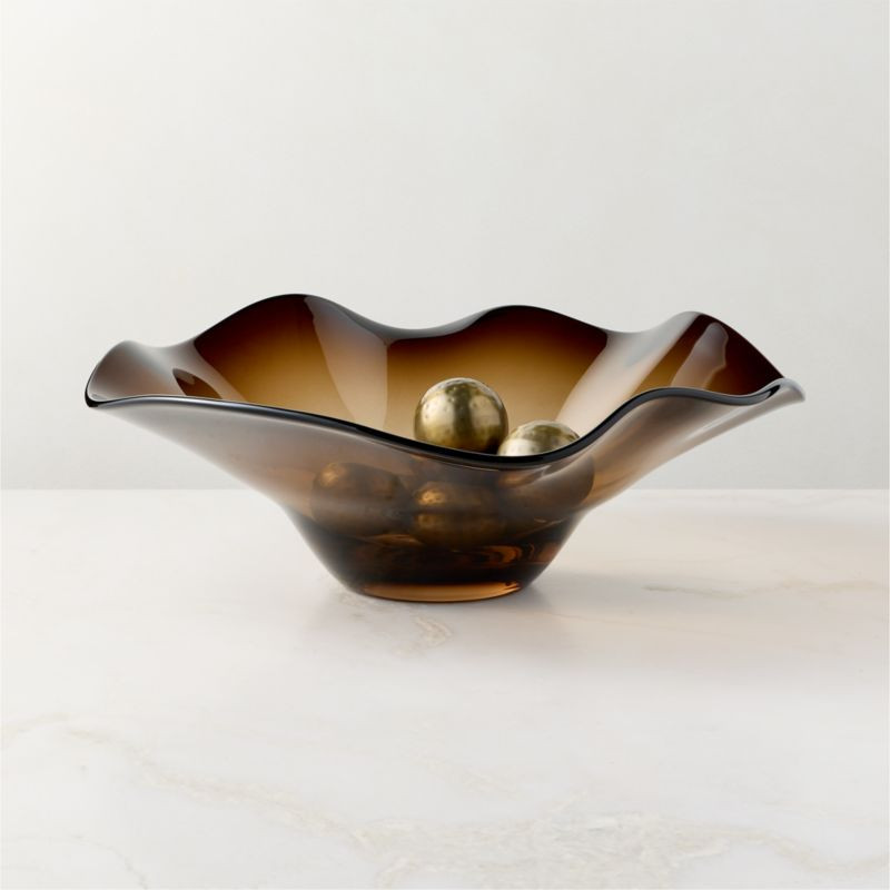 Semele Handblown Amber Glass Decorative Bowl Small | CB2